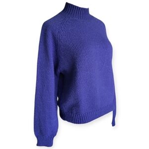 Vintage GERARD WORKS Purple Acrylic Knit Mock Neck Sweater with Raglan Sleeves